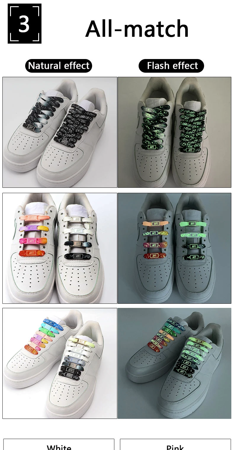 Leuchtende Schnürsenkel Nachtleuchtende Flache Schuhbänder für Sneaker, Abschlussball, Party, Schuhzubehör für Männer und Frauen – Detail 5