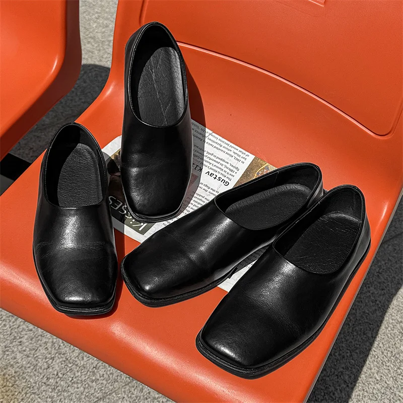 

2025 Men's Boat Footwear Fashion Leather Loafers Slip on Casual Shoes Business Man Lazy Shoes Elegantes Gents Shoes Size 36-46