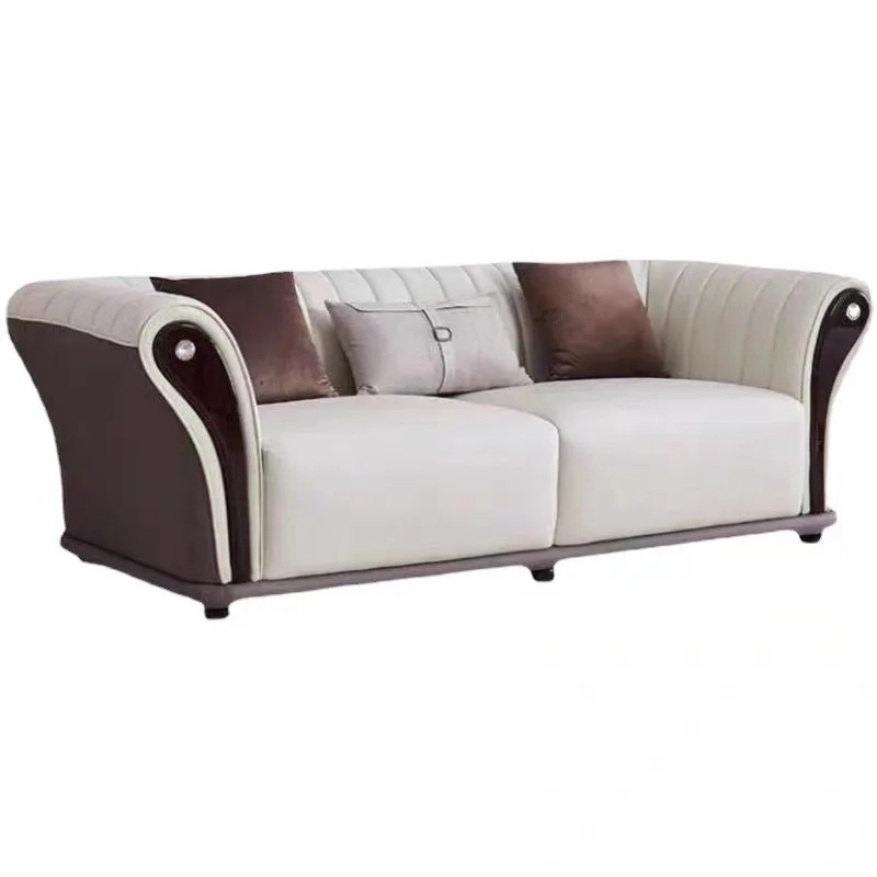 

Light luxury first layer cowhide simple sofa modern Internet celebrity living room luxury villa designer model