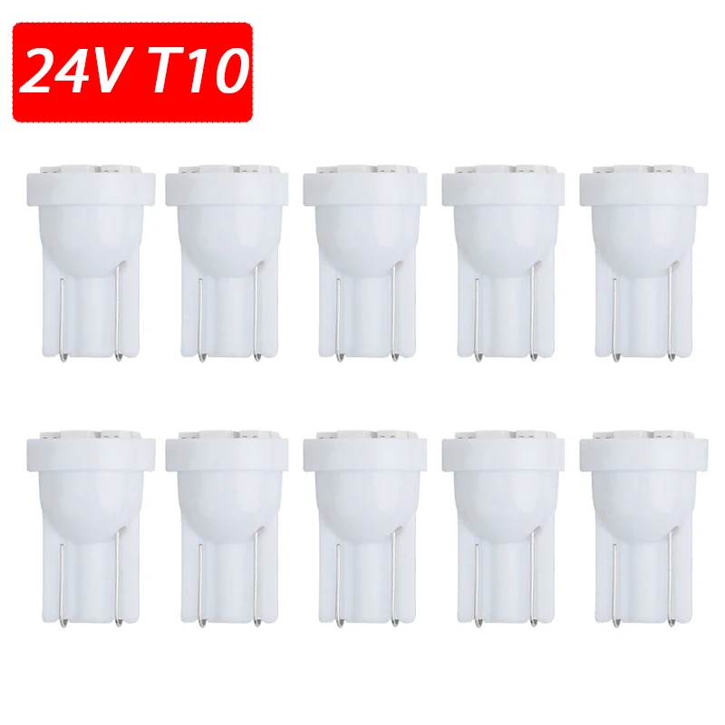 10pcs 12V 24V T10 LED W5W Car Light Truck Interior Lighting Canbus No Error License Plate Signal Lamp DRL Bulb White 6000K Diode