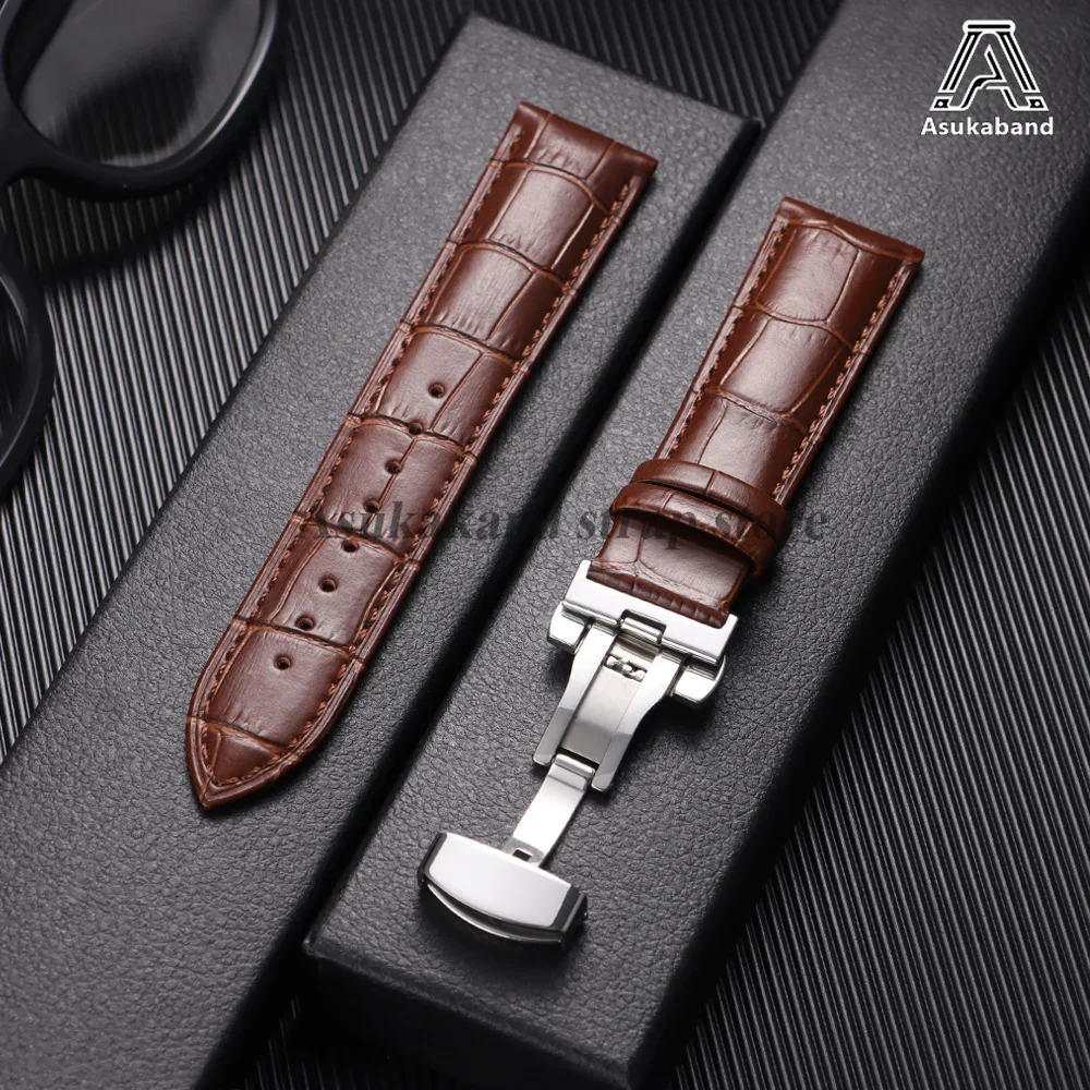 Echtes Leder-Uhrenarmband 18mm 20mm 22mm 24mm für Omega für Seiko Vintage Leder 14/18/19/21mm Herren Schmetterlingsverschluss Uhrenarmband – Detail 13