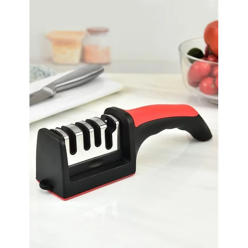 Professional Knife Sharpener - 4-Stage High-Precision Tungsten Diamond & Ceramic Stones, Non-Slip Grip