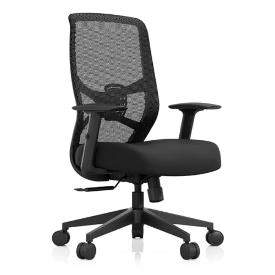 Office task chair with cooling gel layer and built-in lumbar support, black mesh material, ergonomic height-adjustable design f