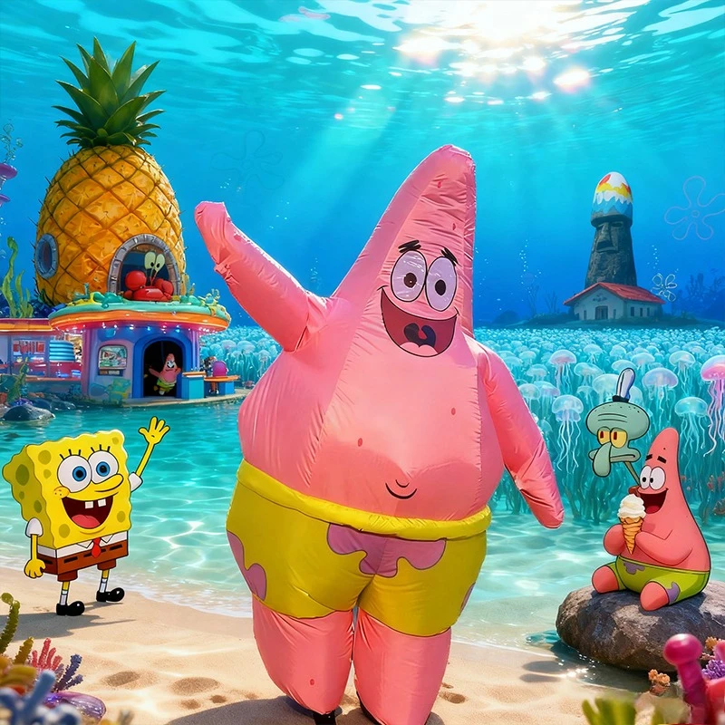 

Надувной костюм Патрика со звездой, набор «Друг Губки Боб», костюм для вечеринки, наряд для Хэллоуина, Рождественской вечеринки, подарок для косплея