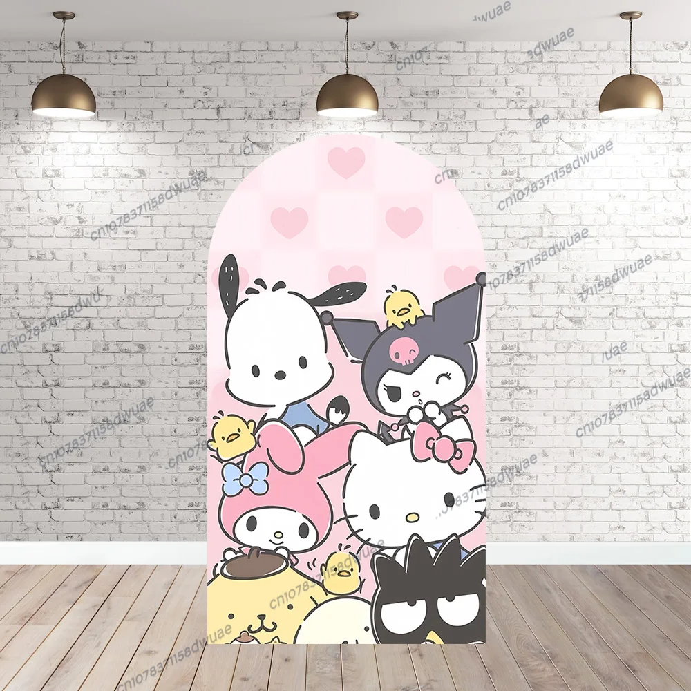 Hello Kitty Mimmy Kathy Tippy Party Tło Zdjęcie Urodzinowe Zdjęcie Tło Łuk Fotografia Tło