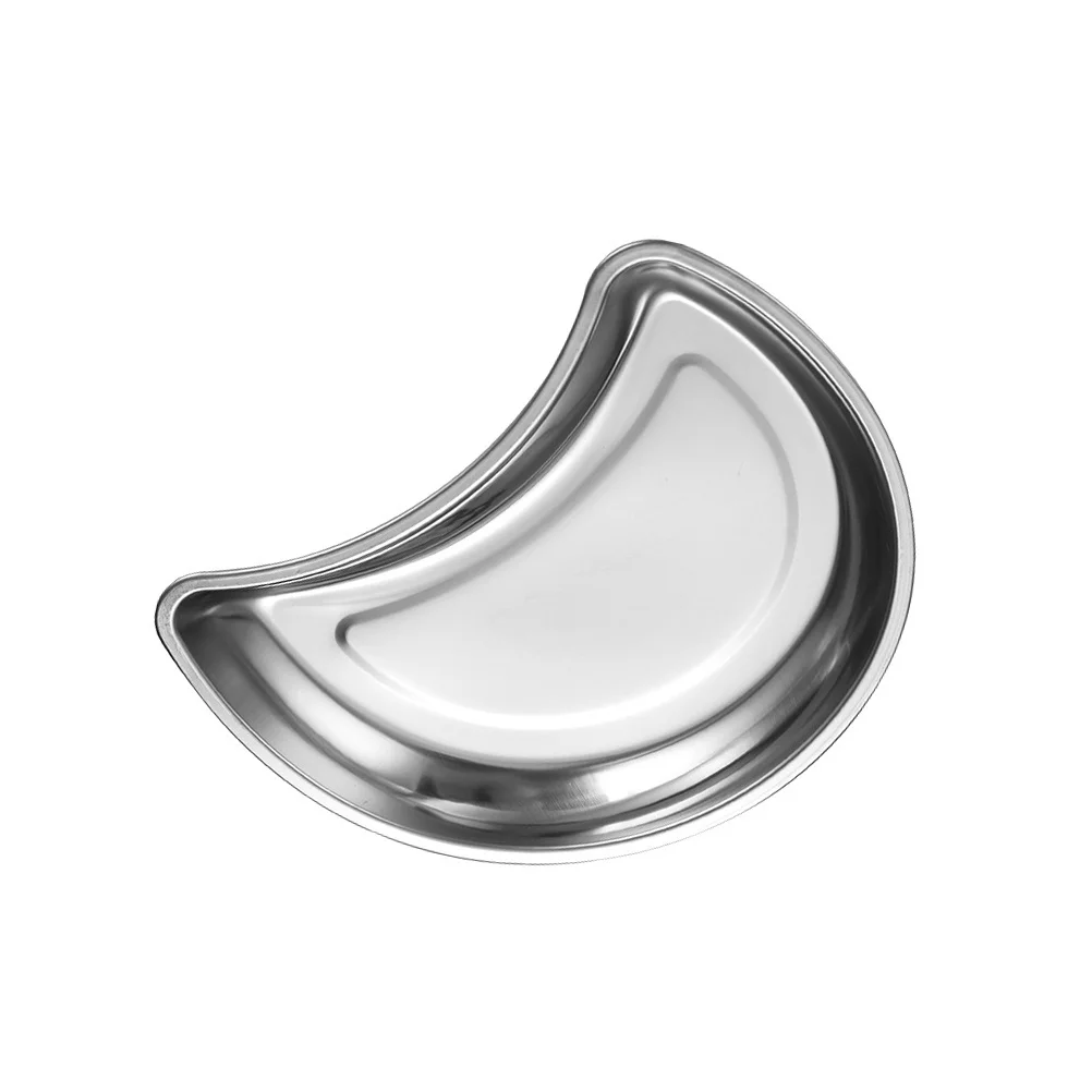 

Crescent Shaped Stainless Steel Food Tray Decorative Dessert Plate for Home Party Serving Candy Dried Fruits Pastry Storage