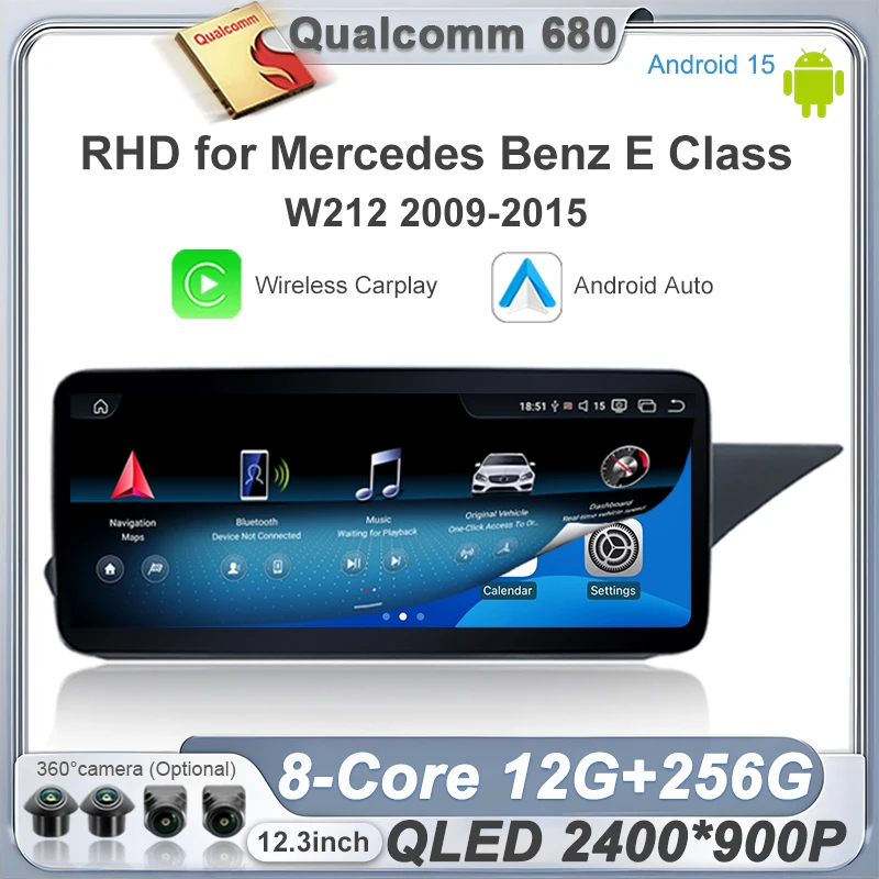 

GPS-навигатор для Mercedes Benz W212 E-Class E200 E230 E260 E300 S212 2009-2015 NTG 4.0/4.5 с беспроводным CarPlay и Android Auto (для праворульных автомобилей)