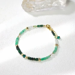 Lii Ji Natural Emerald With Crystal American 14K Gold Filled Bracelet 16+2cm Handmade Fashion Jewelry For Party