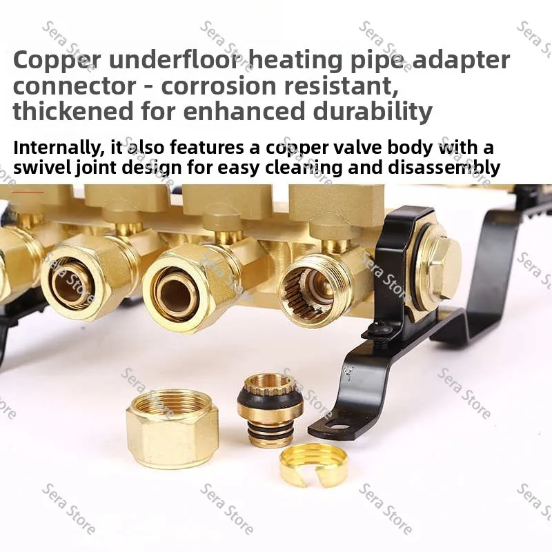 All-copper large flow thickened floor heating water separator Household geothermal floor heating assembly water separator 32mm