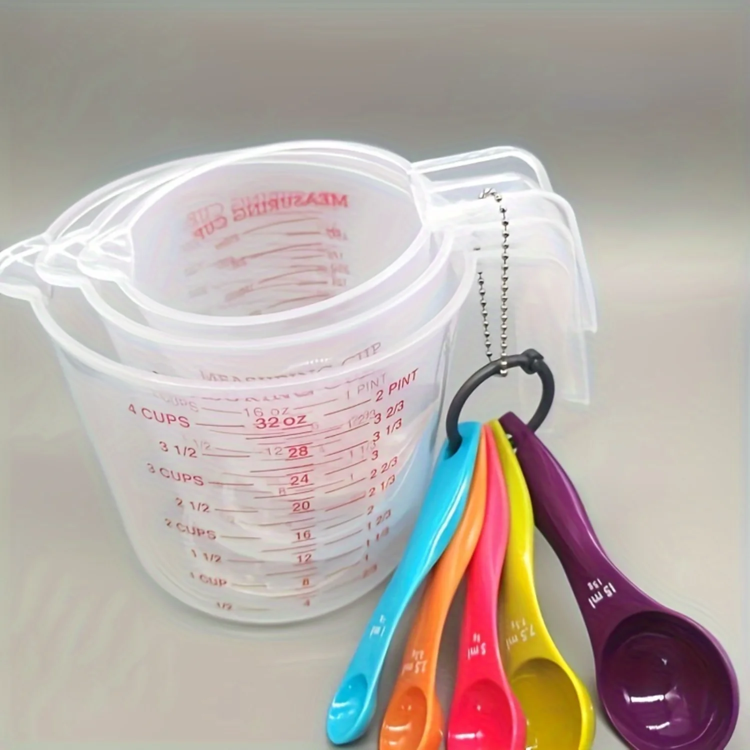 

Silicone Measuring Cup Set - Accurate Baking & Cooking with Spout, Handle, Stackable - BPA-Free, Durable, Easy-to-Read Markings