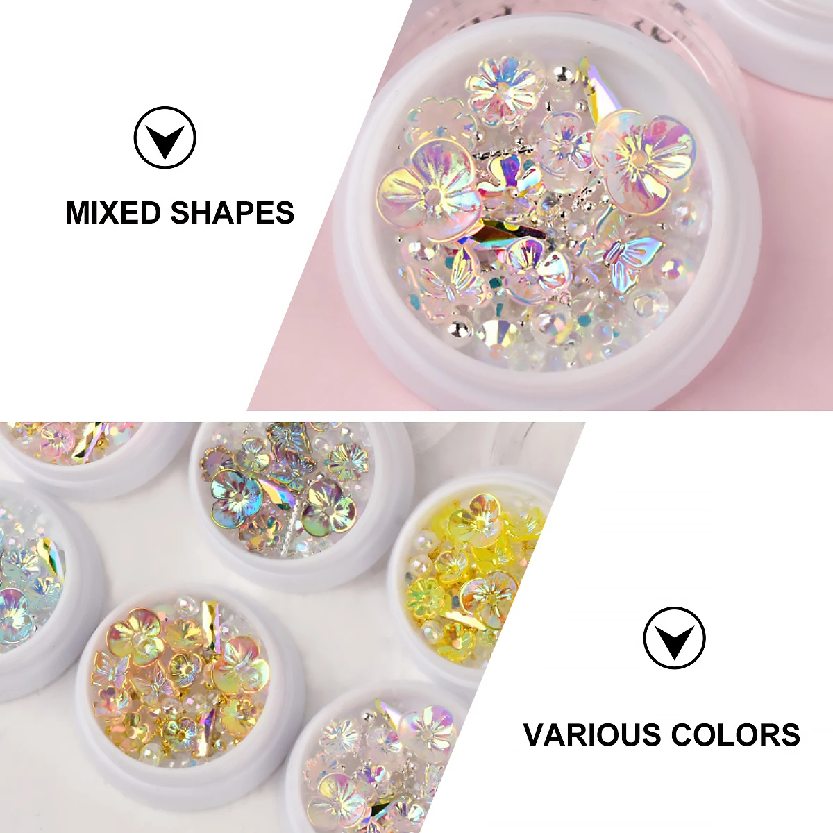 

6 Boxes Nail Rhinestone Decoration Sequins Jewelry Manicure Charm Art Rhinestones Charms