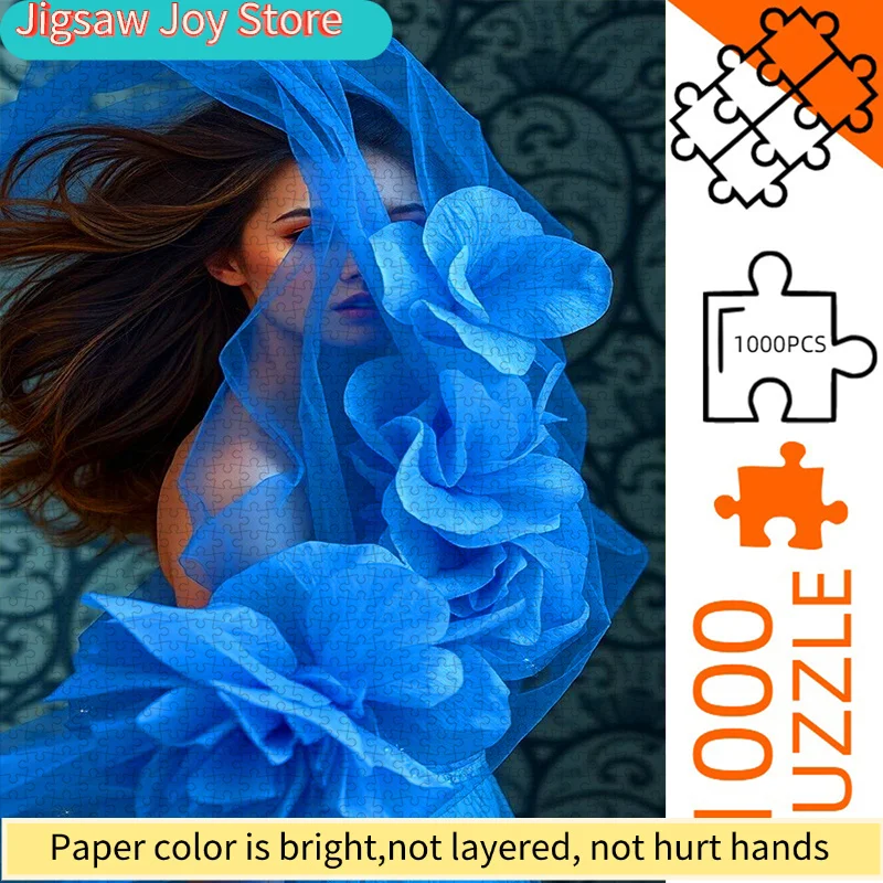 

1000pcs Puzzle, DIY Paper Jigsaw, Blue Fairy with Flowers and Long Hair, Suitable for: Home Leisure Puzzles, Couples Date Puzz
