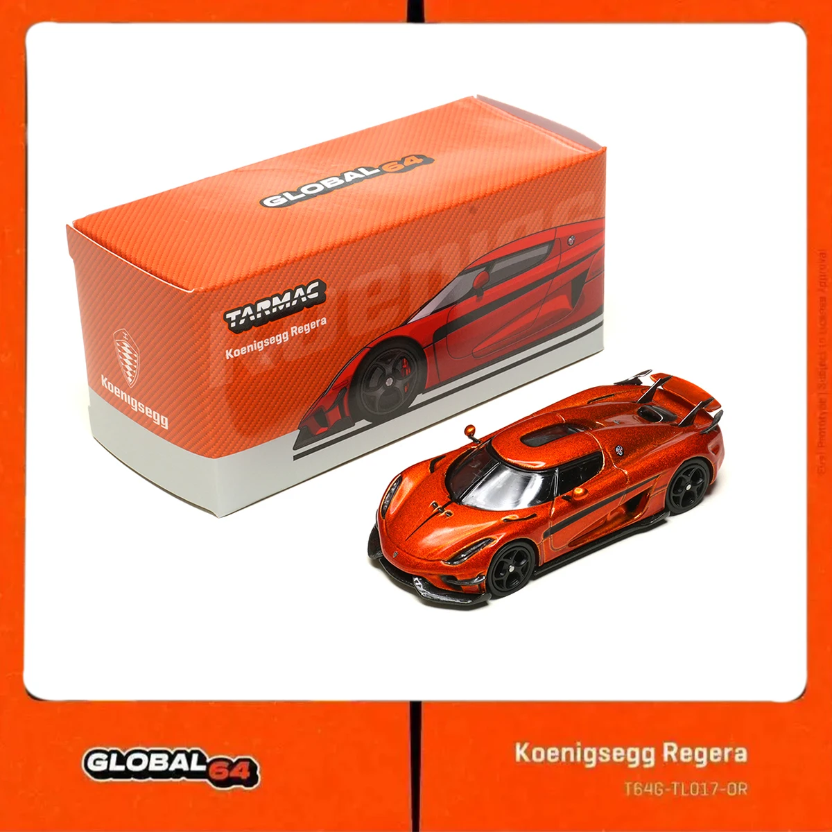 

TW 1:64 Koenigsegg Regera Orange Metallic Black Stripes Diecast Car Model Collection Toys Tarmac Works