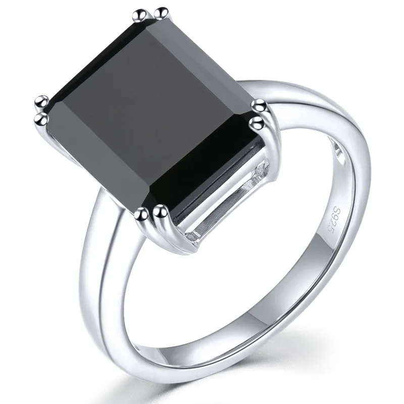 

Кольцо из стерлингового серебра 925 пробы с натуральным черным шпинелем весом 6,8 карата для женщин, оригинальное, элегантное, в подарок на годовщину или день рождения, изысканное.