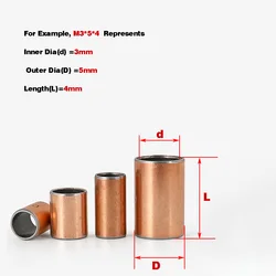 Sf-1 Oil-Free Self-Lubricating Composite Bearing Copper Shaft Bushing Inner Diameter 3 4 5 6 8 9mm Bushing Small Bushing