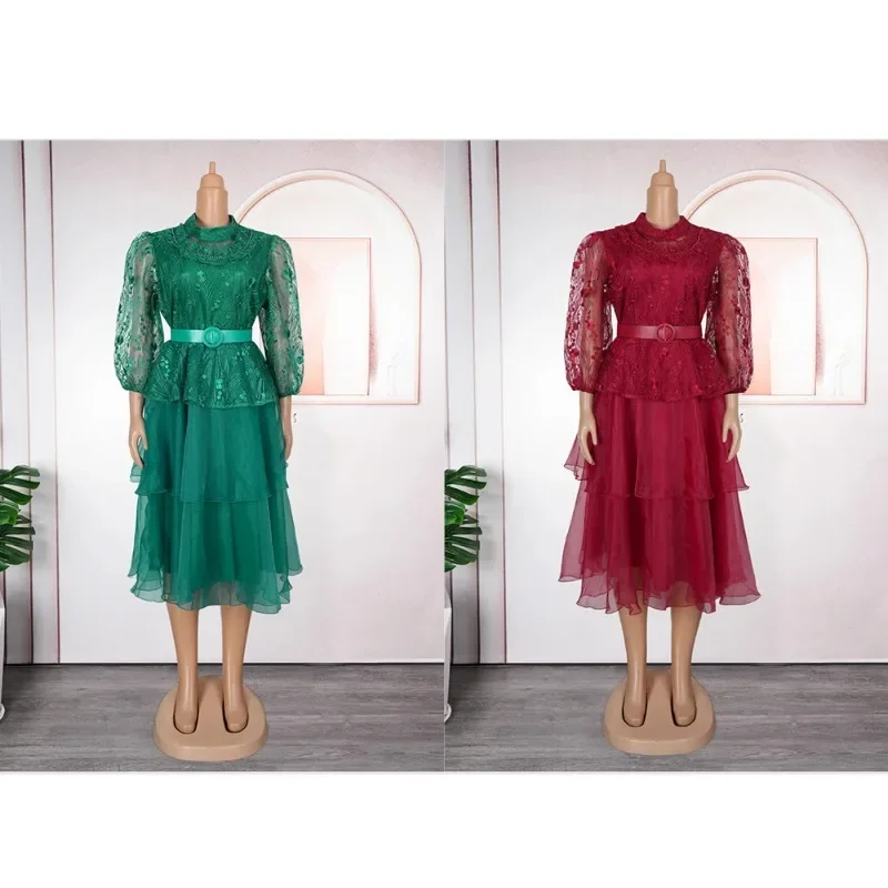 

African Dress Women Fashion Elegant Clothing Plus Size Summer Autumn Wedding Party Lace Dressing 2025 New Turkey