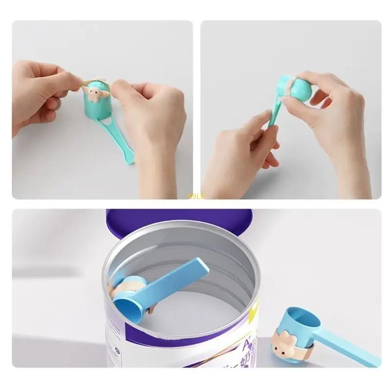 Colher silicone fixador leite magnético pó pó colher spoonscoop colher anel antiaderente