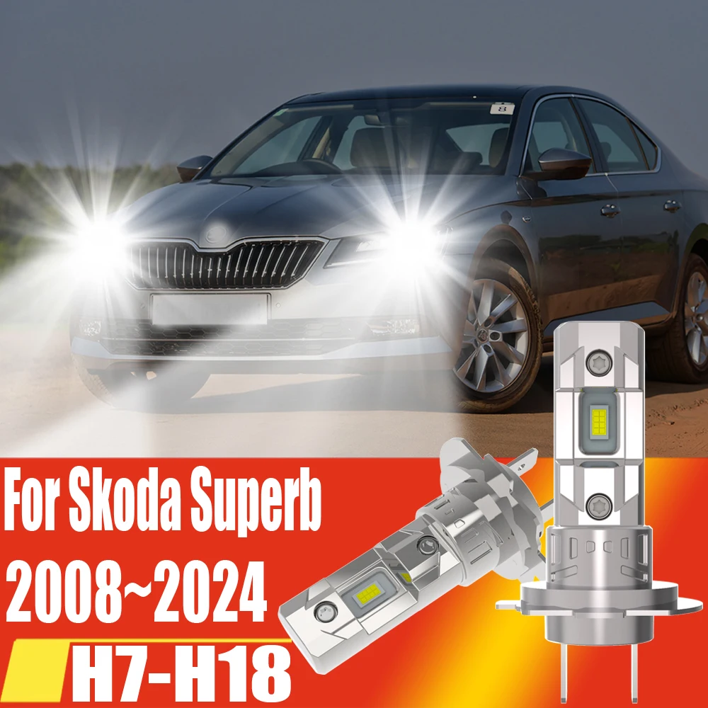 

2 шт. H7 светодиодные фары Canbus высокой мощности автомобильные лампы белые автоматические противотуманные фары Moto Turbo диодные лампы 12 В 55 Вт для Skoda Superb 2008 ~ 2024