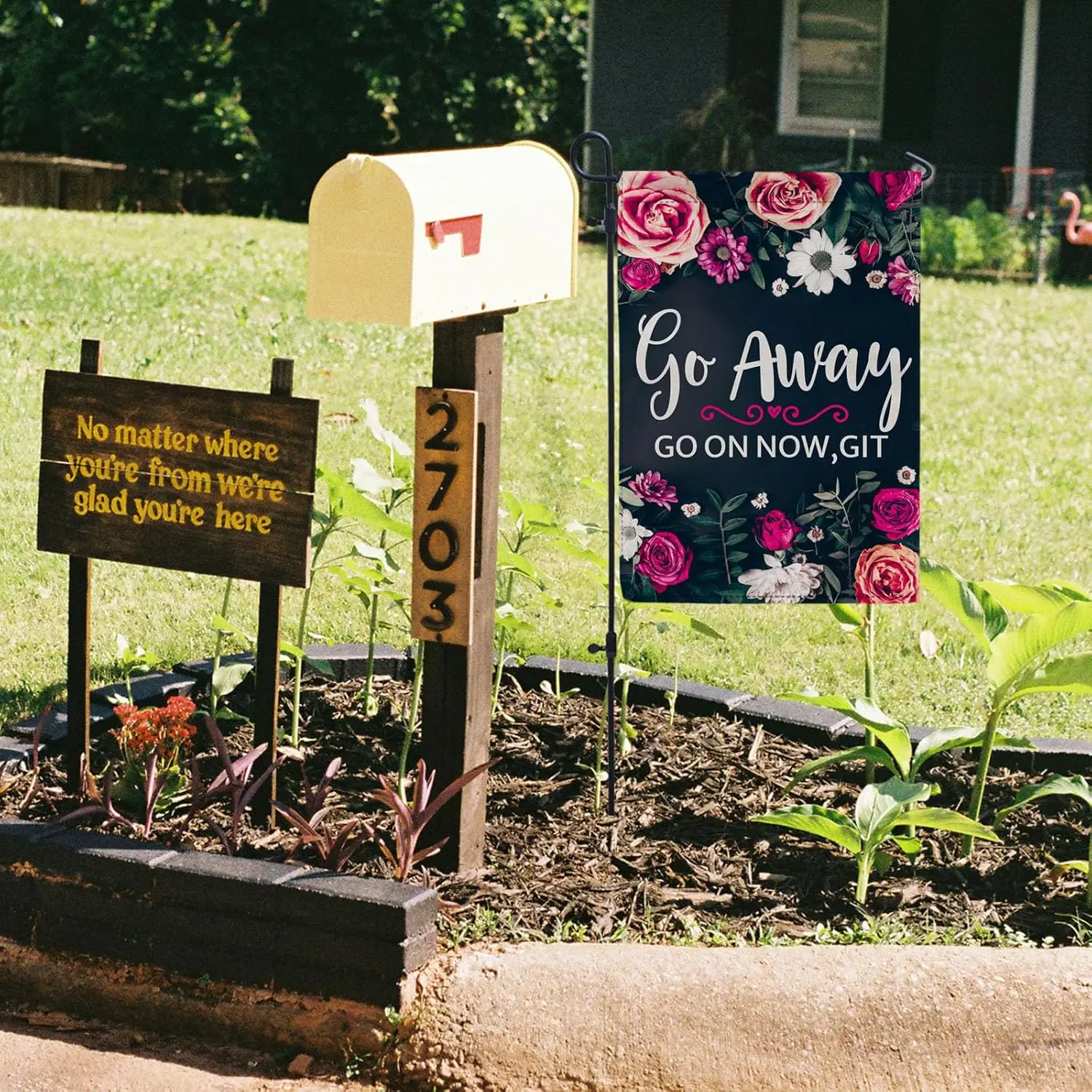 Go Away Go on Now Git Burlap Fall Garden Flags Fall Autumn, Christmas Garden Flag Funny Christmas Flags for Outside 12