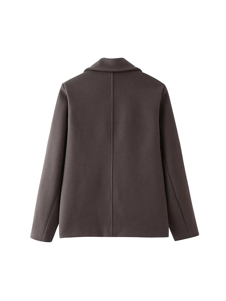 2024 European and American style autumn new products fashionable versatile simple short regular woolen jacket lapel coat