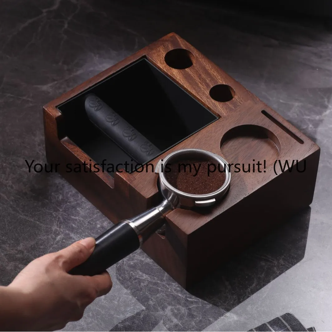 

Multifunctional walnut coffee slag box Integrated coffee powder pressing seat Removable waste powder slag box
