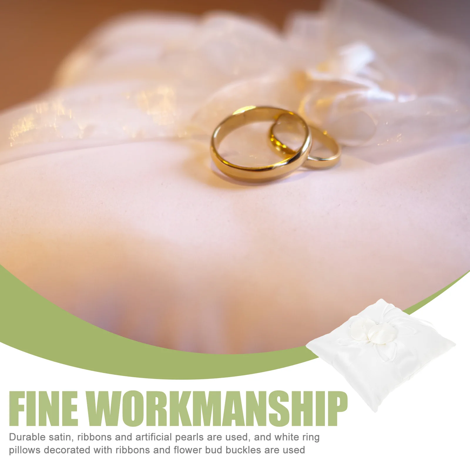 

20*20Cm Flower Buds Ring Pillow White Satin Ribbon Faux Pearl Decor Pocket Cushion For Ring Bearer Wedding Ceremony Party Decor