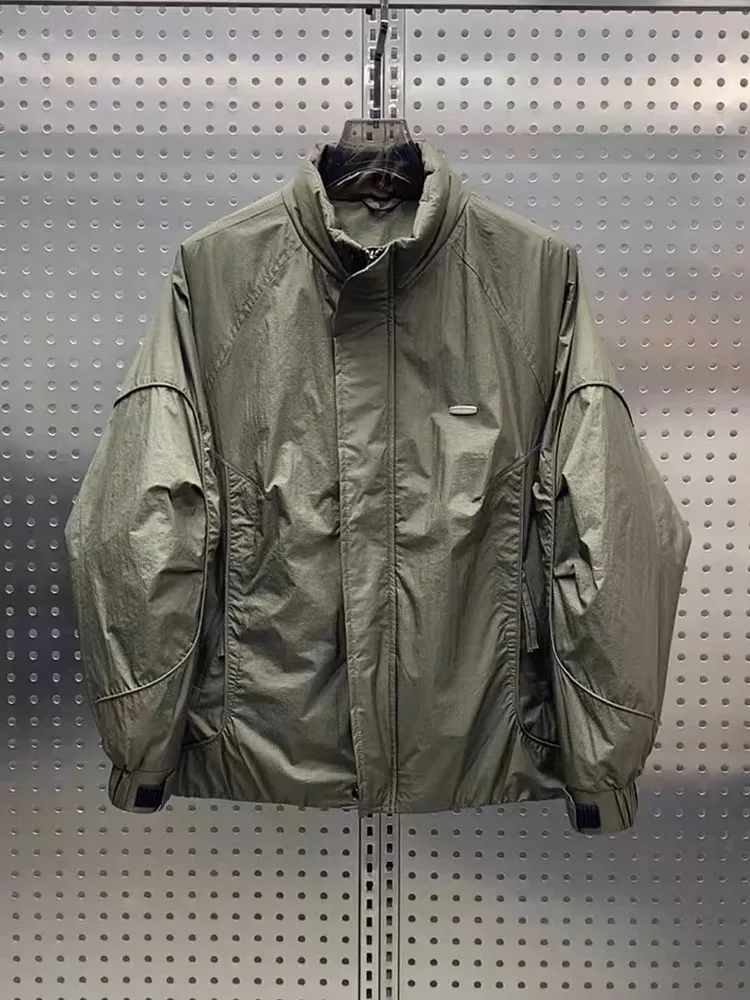 

Американская высококачественная осенне-зимняя новая мужская куртка в стиле пэчворк, модная универсальная рабочая одежда с воротником-стойкой, свободного кроя