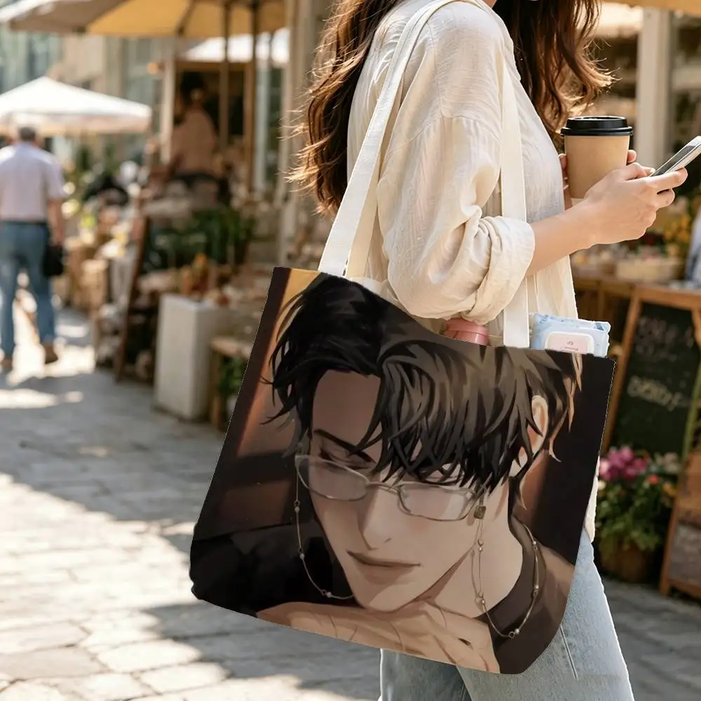 ORV O-Omniscient Reader Y-Yoo Joonghyuk Large Capacity Cotton Polyester Shoulder Tote Bag Zipper Handbag for Shopping Daily Use