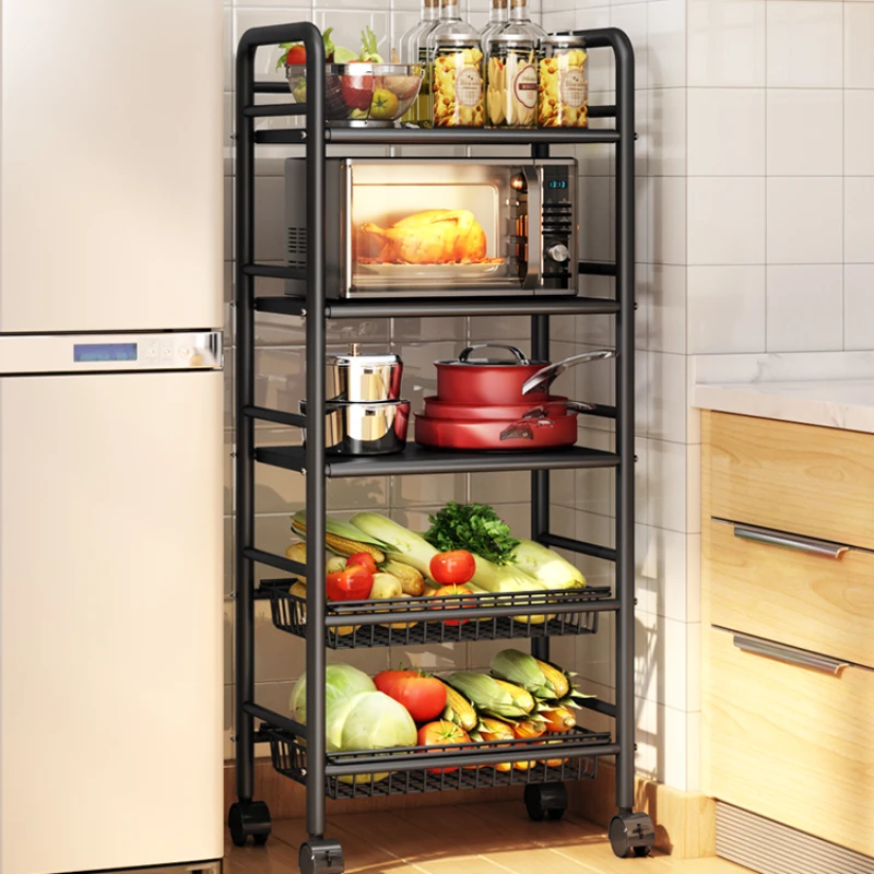 Large-capacity floor-to-floor multi-storey kitchen vegetable rack basket multifunctional