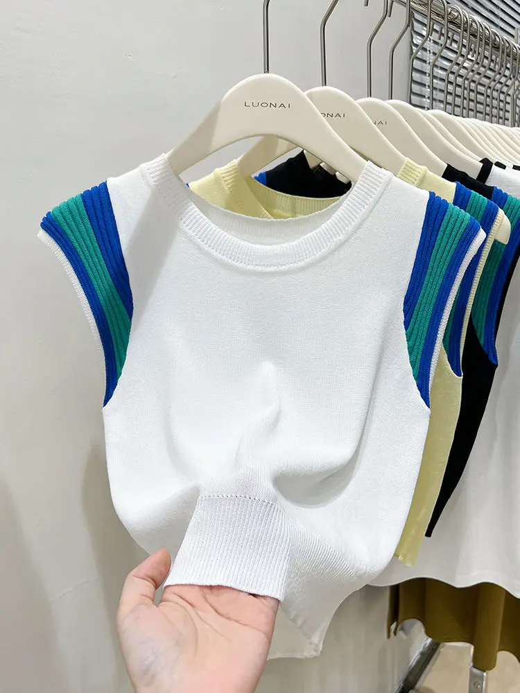 Korean Style Round Neck Knitted Fresh Sweet Girl Age-reducing Ins 2026 New Cute Hong Kong Style Vest Tank Top
