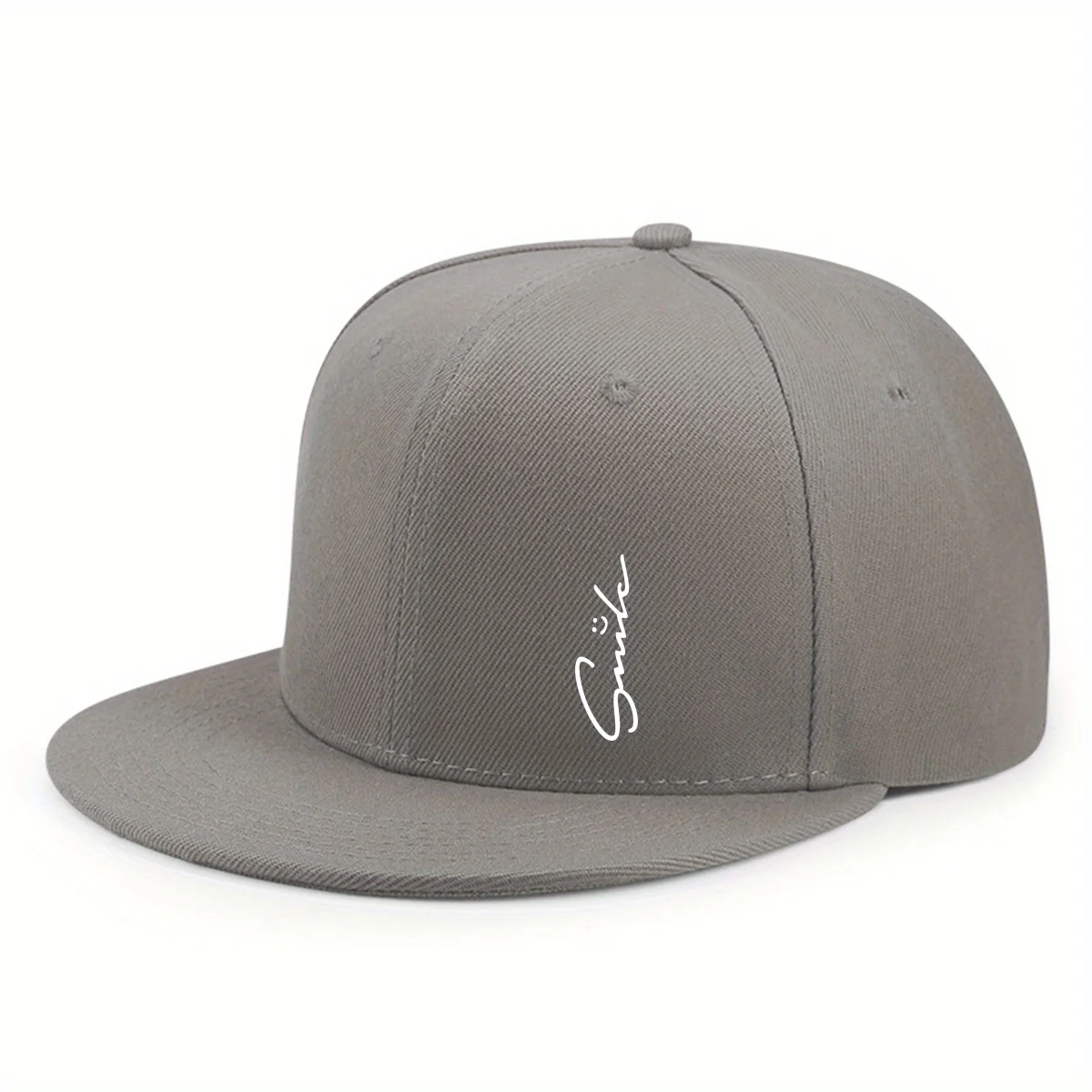 Stilvolle Baseballkappe mit Buchstaben-Smiley-Gesicht-Aufdruck für Männer und Frauen, verstellbarer Sonnenschutz, gewebter Sonnenhut mit flacher Krempe, Gorras – Detail 3