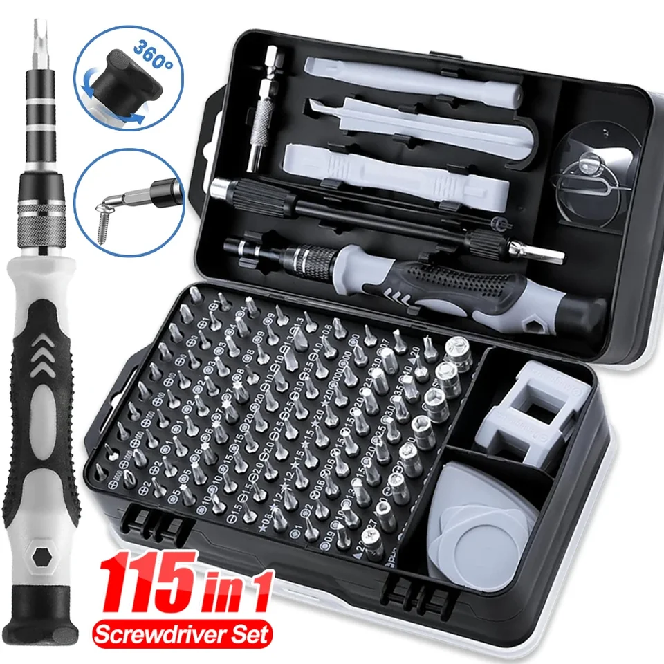 Set de destornilladores de precisión de 115 en 1, destornillador multibits profesional para reparación de electrónica, laptop, teléfono y computadora