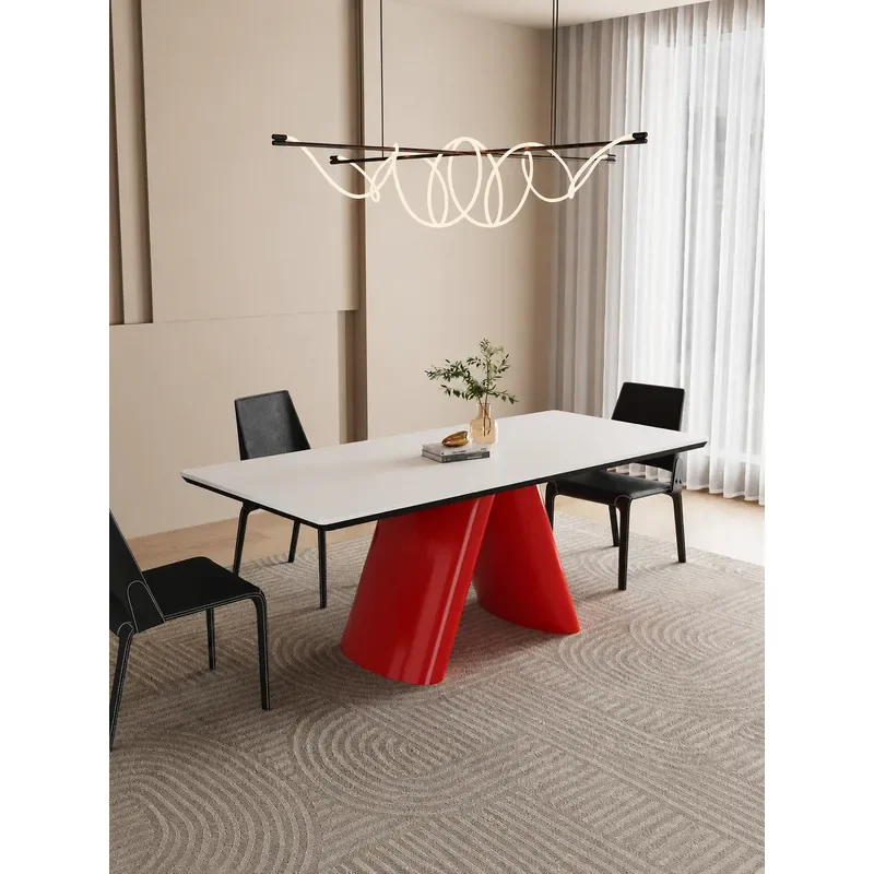 Modern Rectangular Rock Slab Dining Table for Small Apartment Living Room Simple High End Household Furniture