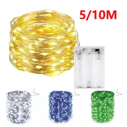 50leds 100leds Batterie String Lichterketten Kupferdraht Weihnachts licht Hochzeits feier Urlaub Lichterketten Batterie Netzteil