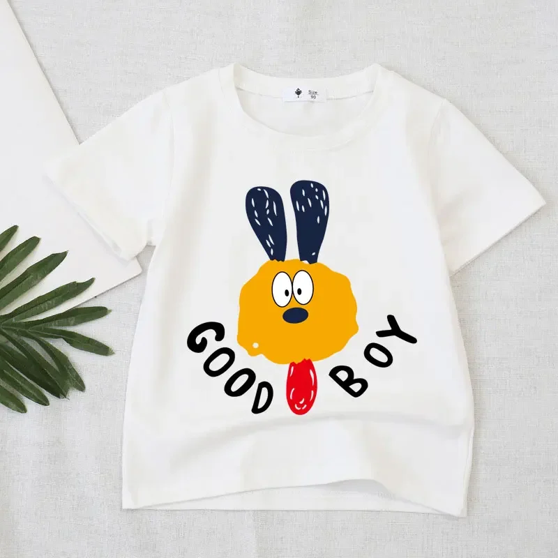 Latest children's fashionable pure cotton T-shirt - cute cartoon-style soft and comfortable boys' and girls' tops view 3