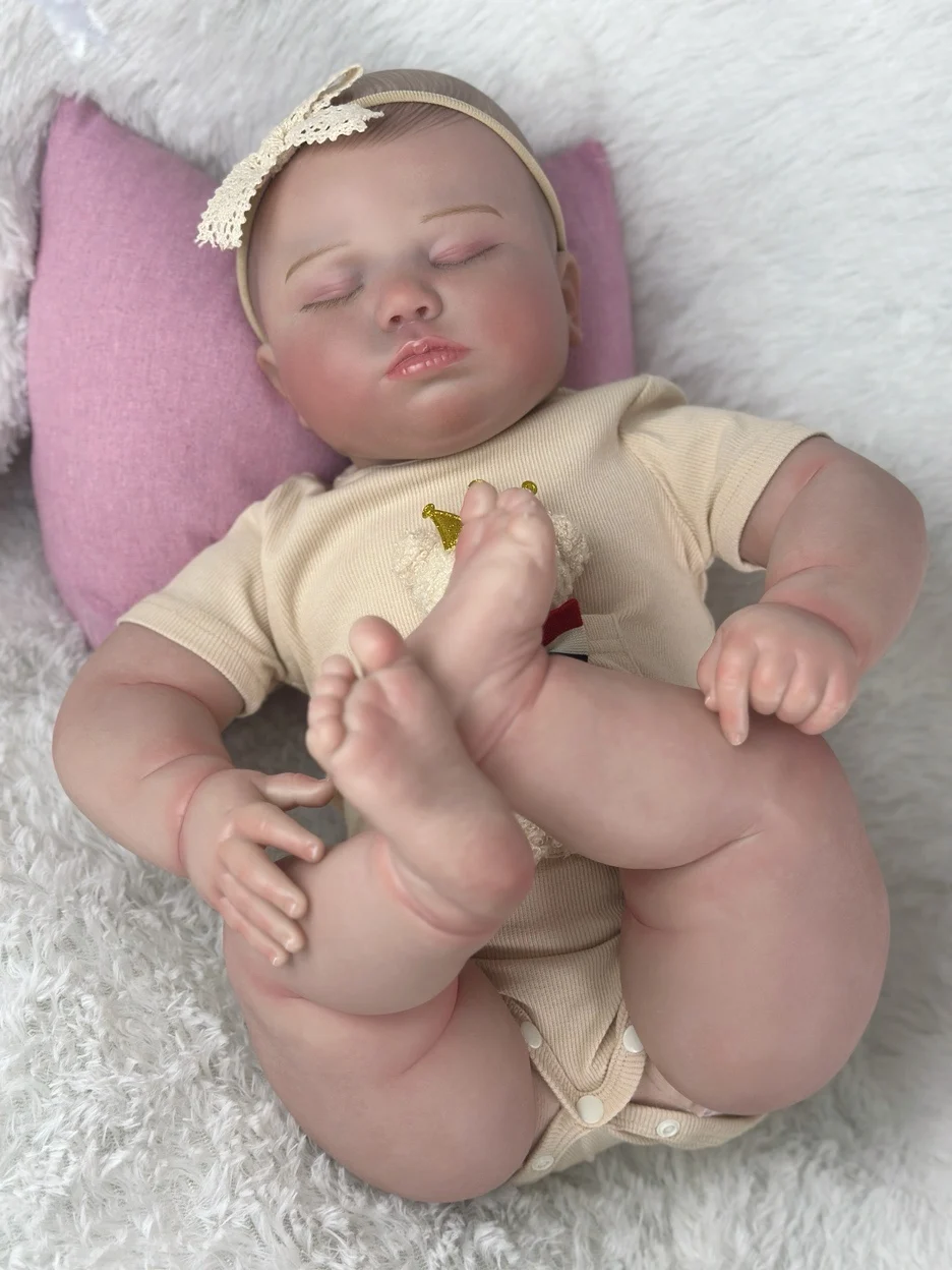 

60 CM Big Size Sleeping Reborn Baby Doll Toy For Girl 3D Skin With Vascular Vein Soft Silicone Cloth Body Like Real Art Bebe