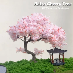 10/15cm Model Cherry Tree Bending Shape Pink Blossom Tree Model Train Railway Layout Handmade Diy Material Micro Landscape Decor