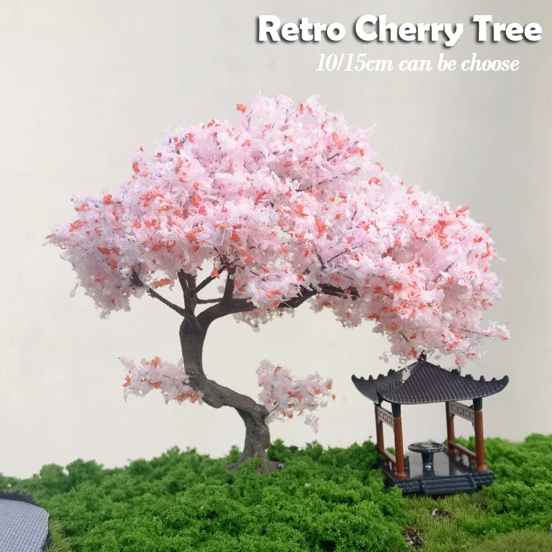 10/15cm Model cherry Tree Bending Shape pink blossom tree model Train railway layout handmade diy material micro landscape decor