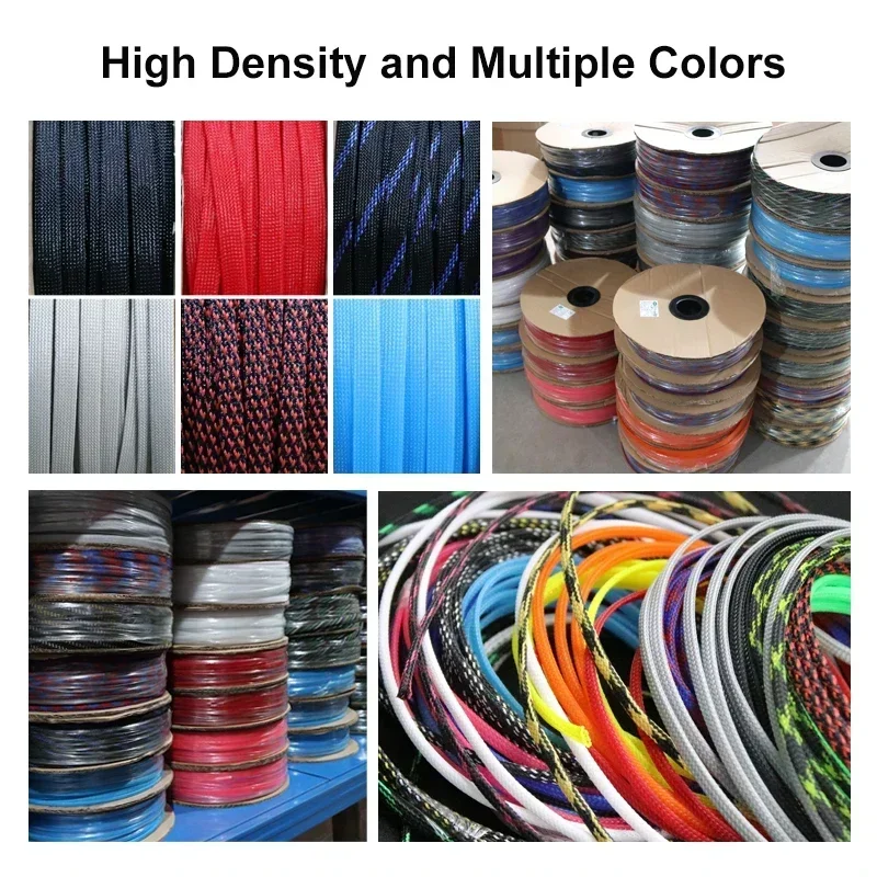 1m Braid Sleeve 2/4/6/8/10/12/14/16/20/25/30/35/40/50/60mm High Density PET Snake Skin Cord Protector Wire Sleeve Braided Sheath