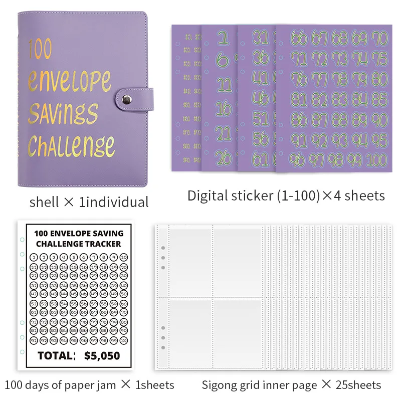 A5 100 Envelope Challenge Notebook Notepad Daily Planner Cash Saving Budgeting Wallet Binder Stationery