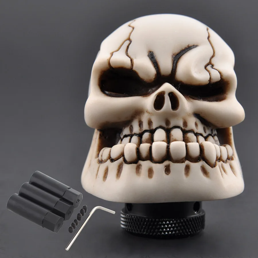 Accessories White Devil Skull Car Truck Manual Stick Gear Shift Knob Shifter Lever For SUV Crossover Wagon Hatchback Universal