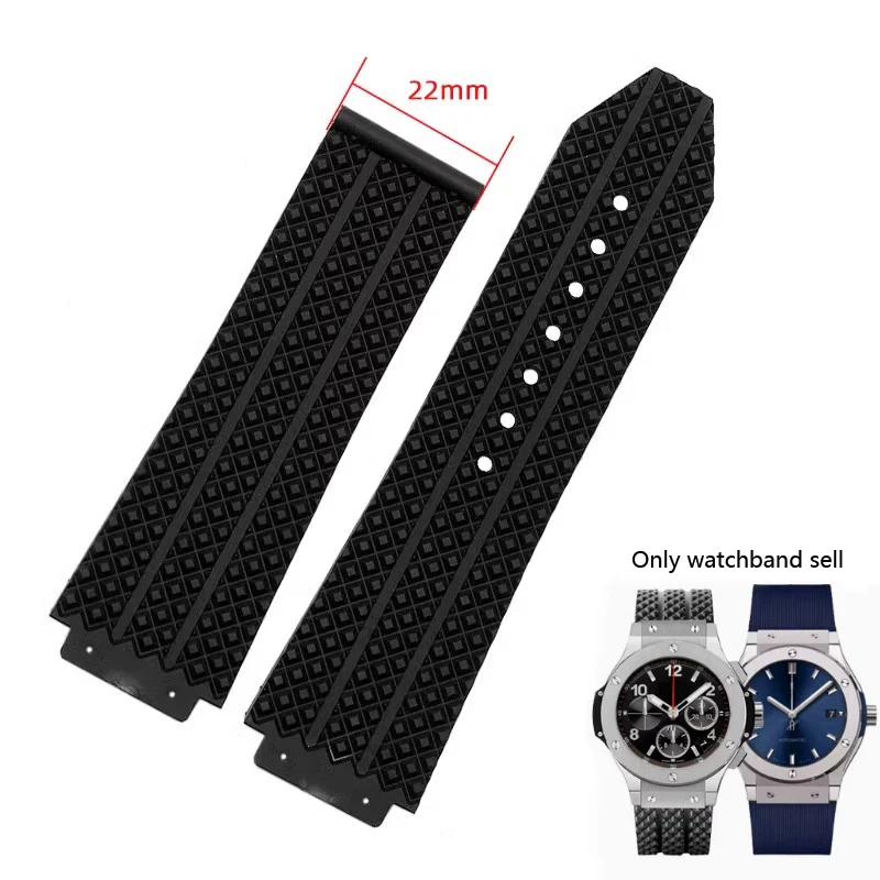 Exquisite Silicone Watchbands For Hublot Yubo Classic Fusion Big Bang Series Sweatproof Breathable Black Strap 26x19mm 24x17mm