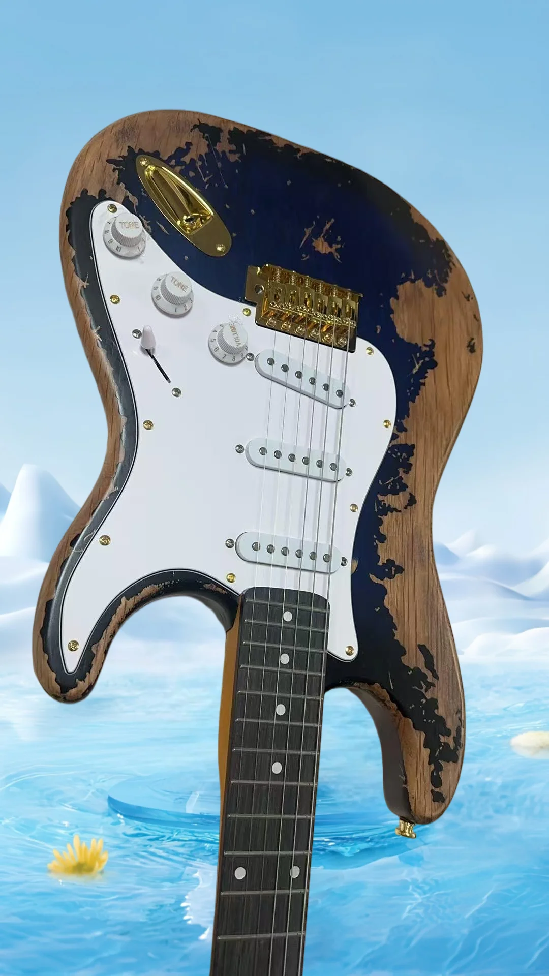 

39 inches Retro Style Alder Body Rose Wood Fingerboard SSS Pickups White Pickguard Fixed Bridge ，high quality