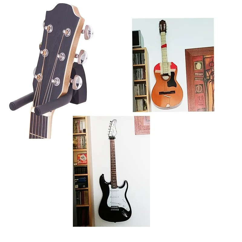 Stilvolle schwarze Gitarren-Wandhalterung – Einfache Installation, Wandorganizer für Original- und E-Gitarren – Detail 5