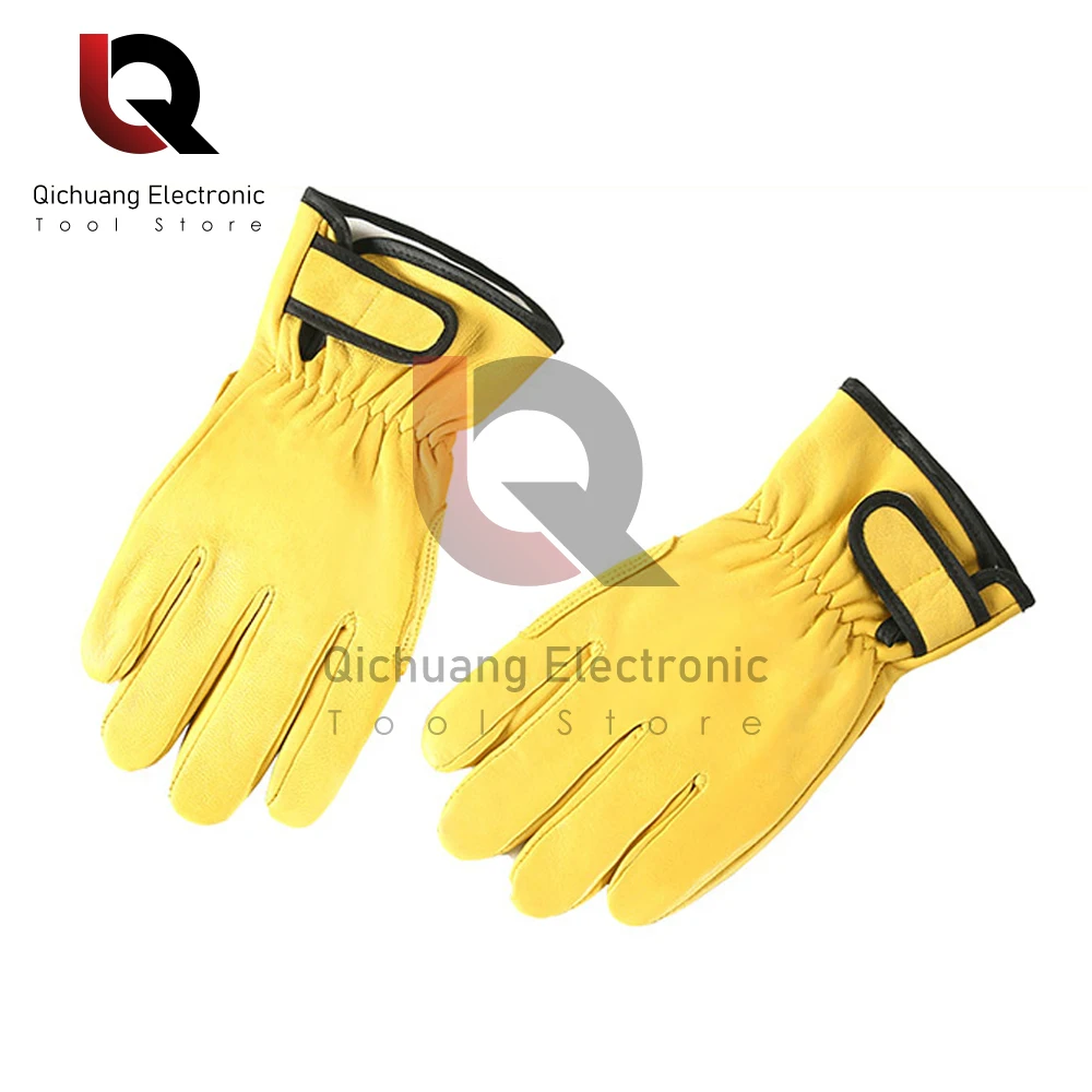 Sheepskin Leather Work Gloves Worker Labor Protection Gloves Welding Safety Protection Garden Carpentry Wear-resistant Gloves