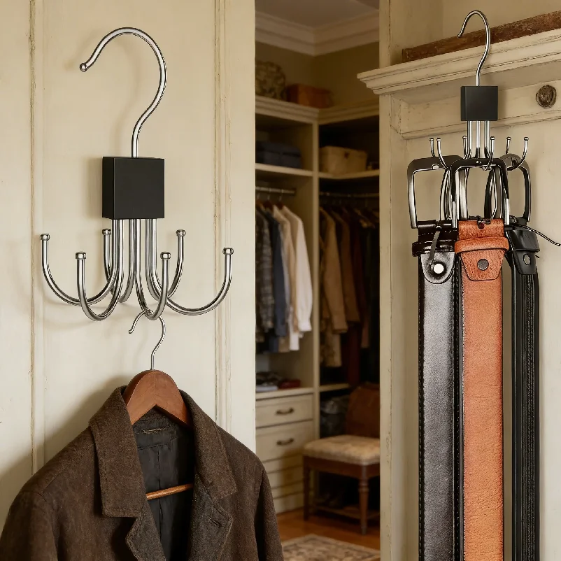 360°Rotating Belt Hanger Hook Durable Belts Rack Organizer for Belts Scarves Bras Ties Home Dorm Storage Hanger Closet Organizer