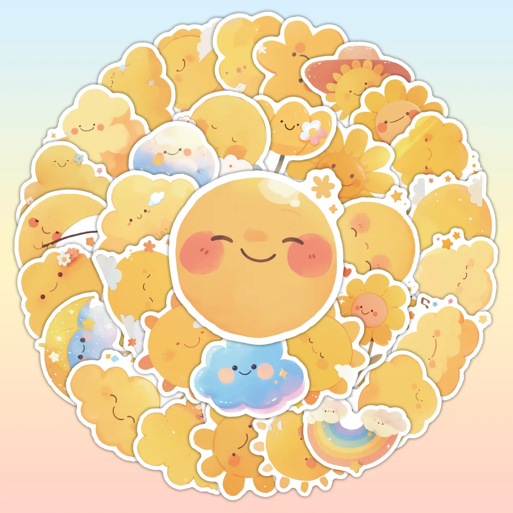 

60PCS Cute Style Sun Cartoon Stickers Kawaii Cartoon Decal Laptop Phone Guitar Fridge Helmet Waterproof Sticker Classic Kid Toys