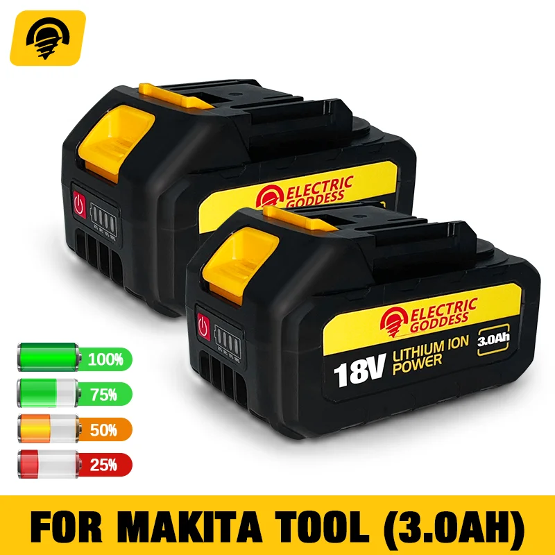 

Electric Goddess Lithium Thick Battery 18V Replacement For Makita Power Tool DDF485 DDF487 DTW285 DTD171 DTD173 DGA404