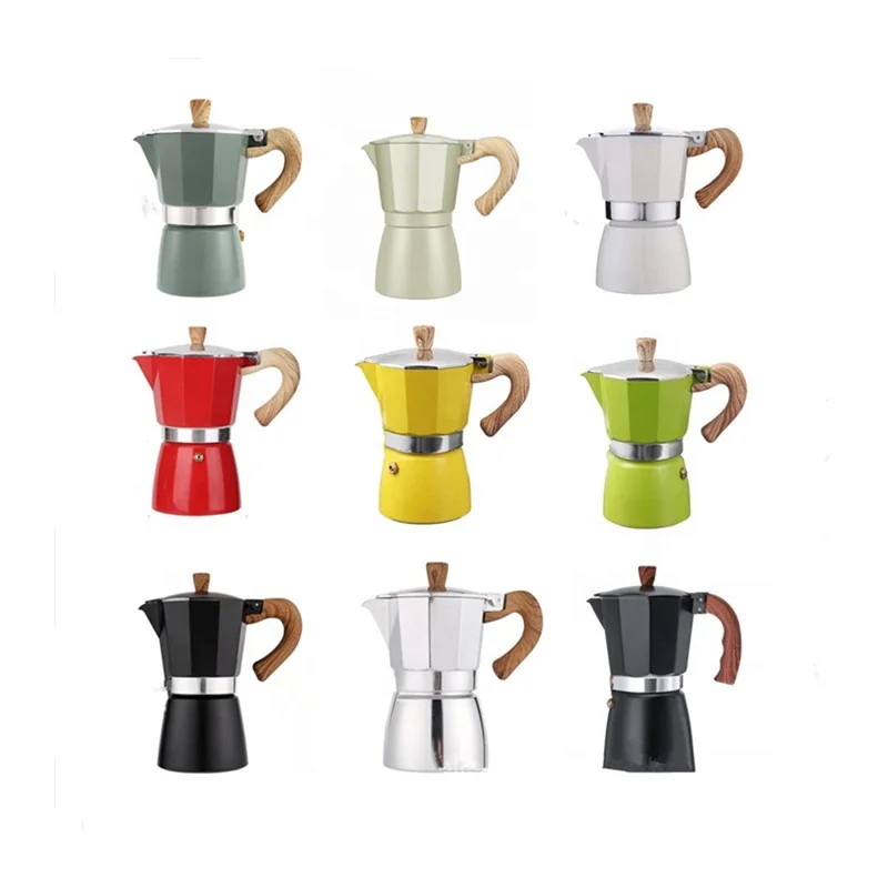 الجملة الحديثة الألومنيوم الإيطالي 3 كوب 6 أكواب موكا وعاء صانع القهوة موقد أعلى Mokapot