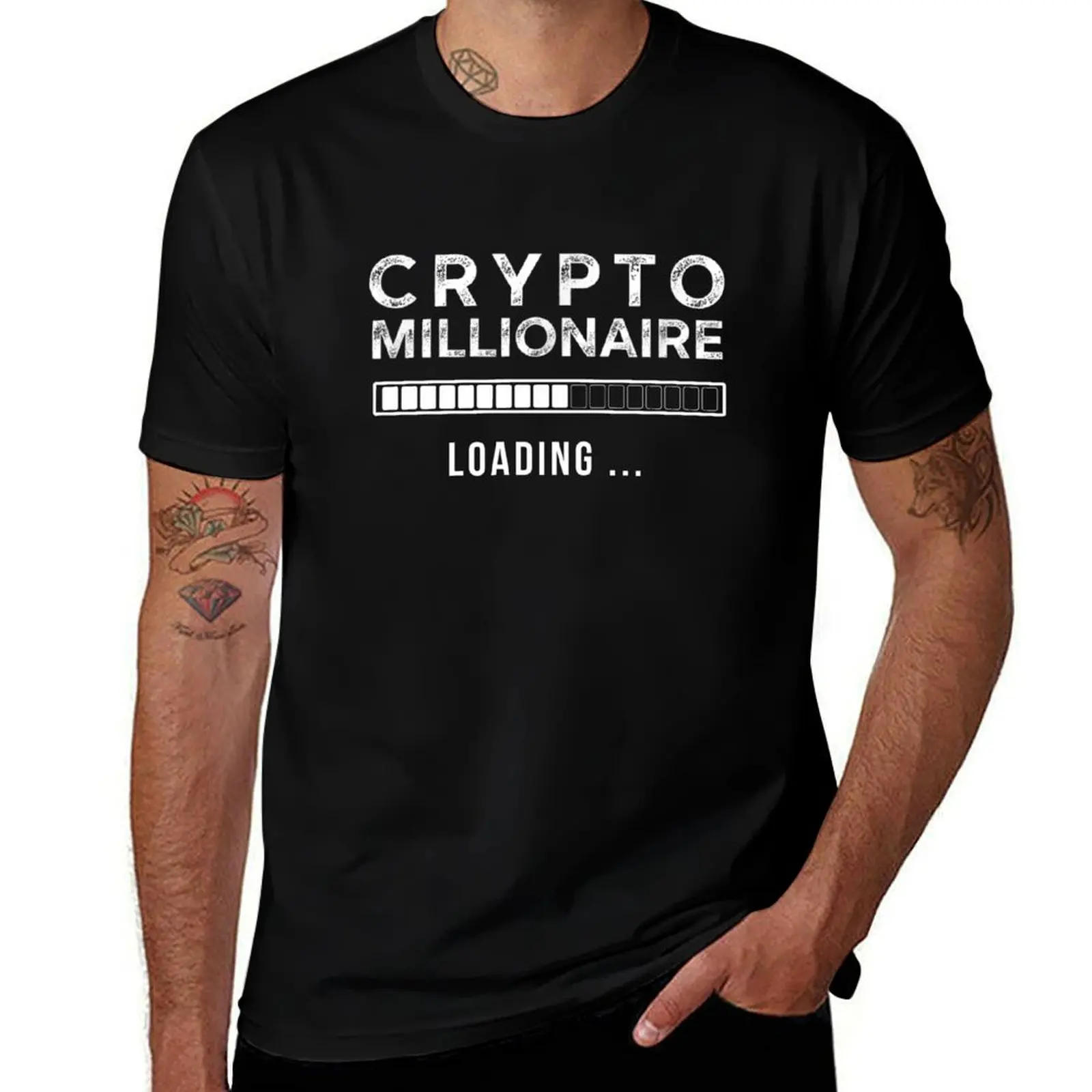 Crypto Millionaire Loading T-shirt drôle sur le thème des crypto-monnaies Bitcoin Ethereum, T-shirt de sport basique anti-humidité